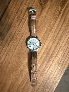 MICHAEL Michael Kors Women's Silver Dial Watch with Brown Leather Strap